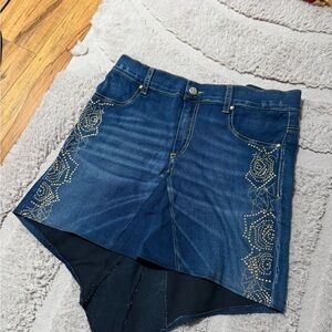 Low-Rise Blue Denim Mini Skirt